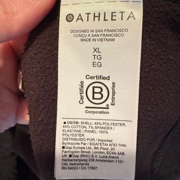 ATHLETA Triumph Hybrid Half Zip Sweatshirt Womens XL Black Athleisure Casual - Picture 13 of 15